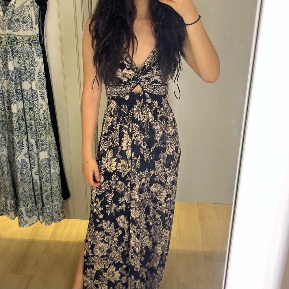 Floral Black and Cream Maxi Dress